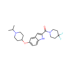 CC(C)N1CCC(Oc2ccc3[nH]c(C(=O)N4CCC(F)(F)CC4)cc3c2)CC1 ZINC000035918956