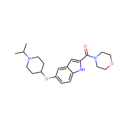 CC(C)N1CCC(Oc2ccc3[nH]c(C(=O)N4CCOCC4)cc3c2)CC1 ZINC000034641158