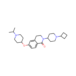 CC(C)N1CCC(Oc2ccc3c(c2)CCN(C2CCN(C4CCC4)CC2)C3=O)CC1 ZINC000653757829