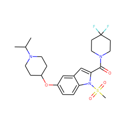 CC(C)N1CCC(Oc2ccc3c(c2)cc(C(=O)N2CCC(F)(F)CC2)n3S(C)(=O)=O)CC1 ZINC000035850673