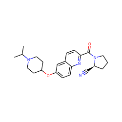 CC(C)N1CCC(Oc2ccc3nc(C(=O)N4CCC[C@H]4C#N)ccc3c2)CC1 ZINC000035943004