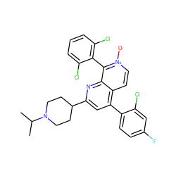 CC(C)N1CCC(c2cc(-c3ccc(F)cc3Cl)c3cc[n+]([O-])c(-c4c(Cl)cccc4Cl)c3n2)CC1 ZINC000073159753