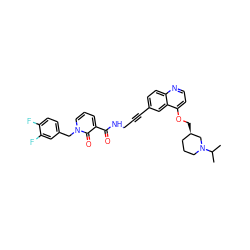 CC(C)N1CCC[C@@H](COc2ccnc3ccc(C#CCNC(=O)c4cccn(Cc5ccc(F)c(F)c5)c4=O)cc23)C1 ZINC000096176253