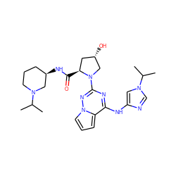 CC(C)N1CCC[C@@H](NC(=O)[C@H]2C[C@H](O)CN2c2nc(Nc3cn(C(C)C)cn3)c3cccn3n2)C1 ZINC000169697104