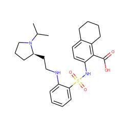 CC(C)N1CCC[C@@H]1CCNc1ccccc1S(=O)(=O)Nc1ccc2c(c1C(=O)O)CCCC2 ZINC000014964652