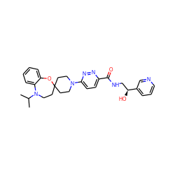 CC(C)N1CCC2(CCN(c3ccc(C(=O)NC[C@H](O)c4cccnc4)nn3)CC2)Oc2ccccc21 ZINC000068106177