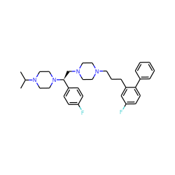 CC(C)N1CCN([C@@H](CN2CCN(CCCc3cc(F)ccc3-c3ccccc3)CC2)c2ccc(F)cc2)CC1 ZINC000028646341