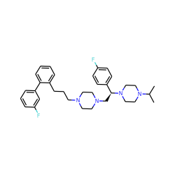 CC(C)N1CCN([C@@H](CN2CCN(CCCc3ccccc3-c3cccc(F)c3)CC2)c2ccc(F)cc2)CC1 ZINC000028646373