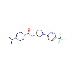 CC(C)N1CCN(C(=O)O[C@@H]2CCN(c3ccc(C(F)(F)F)cn3)C2)CC1 ZINC000223475409