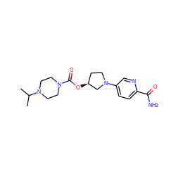 CC(C)N1CCN(C(=O)O[C@H]2CCN(c3ccc(C(N)=O)nc3)C2)CC1 ZINC000223497260