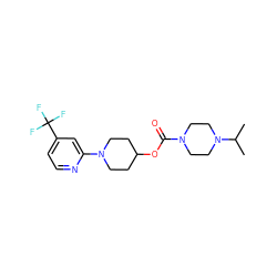 CC(C)N1CCN(C(=O)OC2CCN(c3cc(C(F)(F)F)ccn3)CC2)CC1 ZINC000223494470