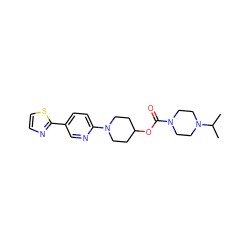 CC(C)N1CCN(C(=O)OC2CCN(c3ccc(-c4nccs4)cn3)CC2)CC1 ZINC000223508225