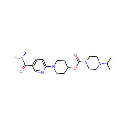 CC(C)N1CCN(C(=O)OC2CCN(c3ccc(C(=O)N(C)C)cn3)CC2)CC1 ZINC000207253063