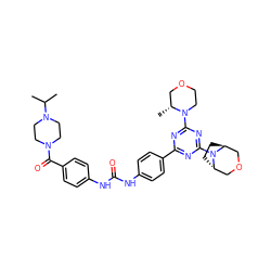 CC(C)N1CCN(C(=O)c2ccc(NC(=O)Nc3ccc(-c4nc(N5[C@H]6CC[C@H]5COC6)nc(N5CCOC[C@H]5C)n4)cc3)cc2)CC1 ZINC000164558401