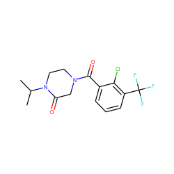 CC(C)N1CCN(C(=O)c2cccc(C(F)(F)F)c2Cl)CC1=O ZINC000059284353