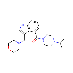 CC(C)N1CCN(C(=O)c2cccc3[nH]cc(CN4CCOCC4)c23)CC1 ZINC000064526422