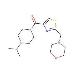 CC(C)N1CCN(C(=O)c2csc(CN3CCOCC3)n2)CC1 ZINC000071295791