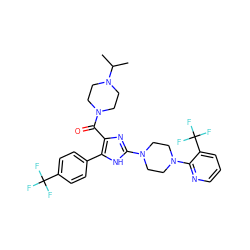 CC(C)N1CCN(C(=O)c2nc(N3CCN(c4ncccc4C(F)(F)F)CC3)[nH]c2-c2ccc(C(F)(F)F)cc2)CC1 ZINC000028953857