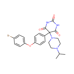 CC(C)N1CCN(C2(c3ccc(Oc4ccc(Br)cc4)cc3)C(=O)NC(=O)NC2=O)CC1 ZINC000022933637