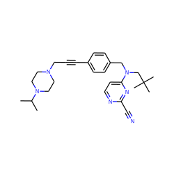 CC(C)N1CCN(CC#Cc2ccc(CN(CC(C)(C)C)c3ccnc(C#N)n3)cc2)CC1 ZINC000137043331