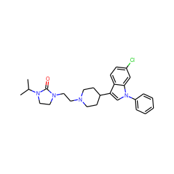 CC(C)N1CCN(CCN2CCC(c3cn(-c4ccccc4)c4cc(Cl)ccc34)CC2)C1=O ZINC000013731196