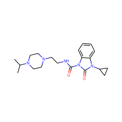 CC(C)N1CCN(CCNC(=O)n2c(=O)n(C3CC3)c3ccccc32)CC1 ZINC000022939309