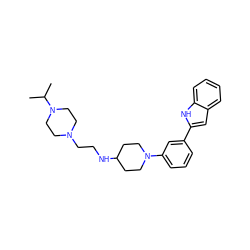 CC(C)N1CCN(CCNC2CCN(c3cccc(-c4cc5ccccc5[nH]4)c3)CC2)CC1 ZINC000618010376