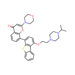 CC(C)N1CCN(CCOc2ccc(-c3cccc4c(=O)cc(N5CCOCC5)oc34)c3sc4ccccc4c23)CC1 ZINC000101696234