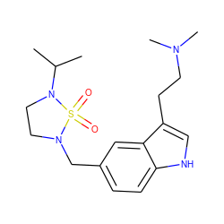 CC(C)N1CCN(Cc2ccc3[nH]cc(CCN(C)C)c3c2)S1(=O)=O ZINC000013738512