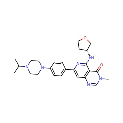 CC(C)N1CCN(c2ccc(-c3cc4ncn(C)c(=O)c4c(N[C@@H]4CCOC4)n3)cc2)CC1 ZINC000115625161