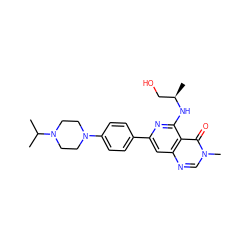 CC(C)N1CCN(c2ccc(-c3cc4ncn(C)c(=O)c4c(N[C@H](C)CO)n3)cc2)CC1 ZINC000115624611