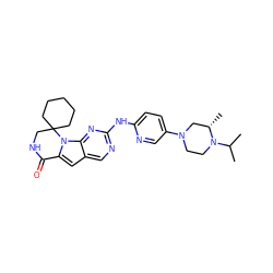 CC(C)N1CCN(c2ccc(Nc3ncc4cc5n(c4n3)C3(CCCCC3)CNC5=O)nc2)C[C@@H]1C ZINC000221304198