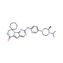 CC(C)N1CCN(c2ccc(Nc3ncc4cc5n(c4n3)C3(CCCCC3)CNC5=O)nc2)C[C@H]1C ZINC000219201239