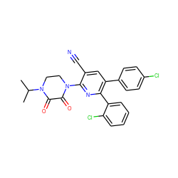 CC(C)N1CCN(c2nc(-c3ccccc3Cl)c(-c3ccc(Cl)cc3)cc2C#N)C(=O)C1=O ZINC000028903030