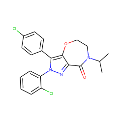 CC(C)N1CCOc2c(nn(-c3ccccc3Cl)c2-c2ccc(Cl)cc2)C1=O ZINC000040937175