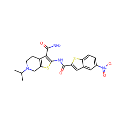 CC(C)N1CCc2c(sc(NC(=O)c3cc4cc([N+](=O)[O-])ccc4s3)c2C(N)=O)C1 ZINC000009390615