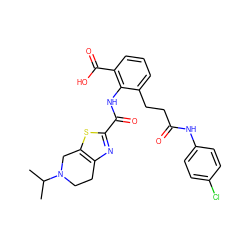 CC(C)N1CCc2nc(C(=O)Nc3c(CCC(=O)Nc4ccc(Cl)cc4)cccc3C(=O)O)sc2C1 ZINC000073165162