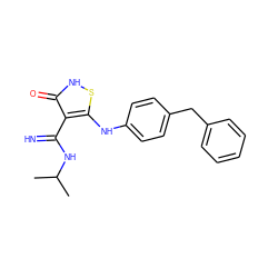 CC(C)NC(=N)c1c(Nc2ccc(Cc3ccccc3)cc2)s[nH]c1=O ZINC000101101139