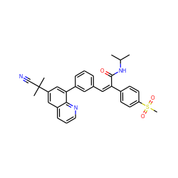 CC(C)NC(=O)/C(=C\c1cccc(-c2cc(C(C)(C)C#N)cc3cccnc23)c1)c1ccc(S(C)(=O)=O)cc1 ZINC000028530105