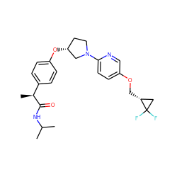 CC(C)NC(=O)[C@@H](C)c1ccc(O[C@@H]2CCN(c3ccc(OC[C@@H]4CC4(F)F)cn3)C2)cc1 ZINC001772578541