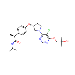 CC(C)NC(=O)[C@@H](C)c1ccc(O[C@@H]2CCN(c3ncnc(OCC(C)(C)O)c3Cl)C2)cc1 ZINC001772581865