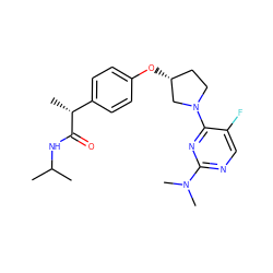 CC(C)NC(=O)[C@H](C)c1ccc(O[C@@H]2CCN(c3nc(N(C)C)ncc3F)C2)cc1 ZINC001772622526