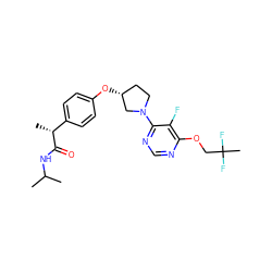 CC(C)NC(=O)[C@H](C)c1ccc(O[C@@H]2CCN(c3ncnc(OCC(C)(F)F)c3F)C2)cc1 ZINC001772658032