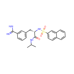 CC(C)NC(=O)[C@H](Cc1cccc(C(=N)N)c1)NS(=O)(=O)c1ccc2ccccc2c1 ZINC000027548795