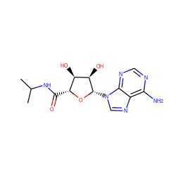 CC(C)NC(=O)[C@H]1O[C@@H](n2cnc3c(N)ncnc32)[C@H](O)[C@@H]1O ZINC000005421303