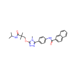 CC(C)NC(=O)C(C)(C)COc1nnc(-c2ccc(NC(=O)c3ccc4ccccc4c3)cc2)n1C ZINC000073224222