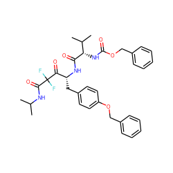 CC(C)NC(=O)C(F)(F)C(=O)[C@@H](Cc1ccc(OCc2ccccc2)cc1)NC(=O)[C@@H](NC(=O)OCc1ccccc1)C(C)C ZINC000028229231