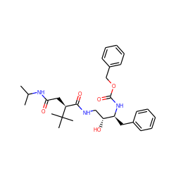 CC(C)NC(=O)C[C@@H](C(=O)NC[C@@H](O)[C@H](Cc1ccccc1)NC(=O)OCc1ccccc1)C(C)(C)C ZINC000013763666