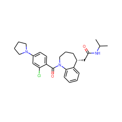 CC(C)NC(=O)C[C@H]1CCCN(C(=O)c2ccc(N3CCCC3)cc2Cl)c2ccccc21 ZINC000003828536