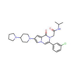 CC(C)NC(=O)Cn1c(-c2cccc(Cl)c2)cn2cc(N3CCC(N4CCCC4)CC3)cc2c1=O ZINC000058592192